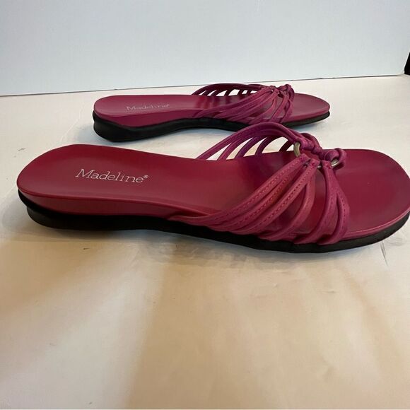 NWOB Madeline Shauna sandals flip flop size 7M pink leather summer - Picture 4 of 9